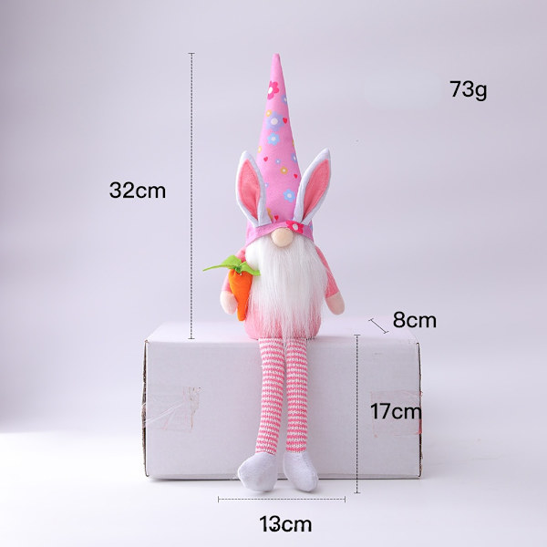 Påskägg-kuperande kanin färgglada gnome docka Rosa