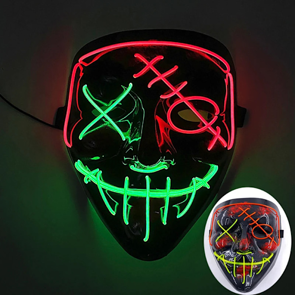 2024 Halloween Trådlös Rave Mask Dekoration Luminous LED Purge Mask Neonljus Glödande För Karneval Mörka Nätter wireless mask 24