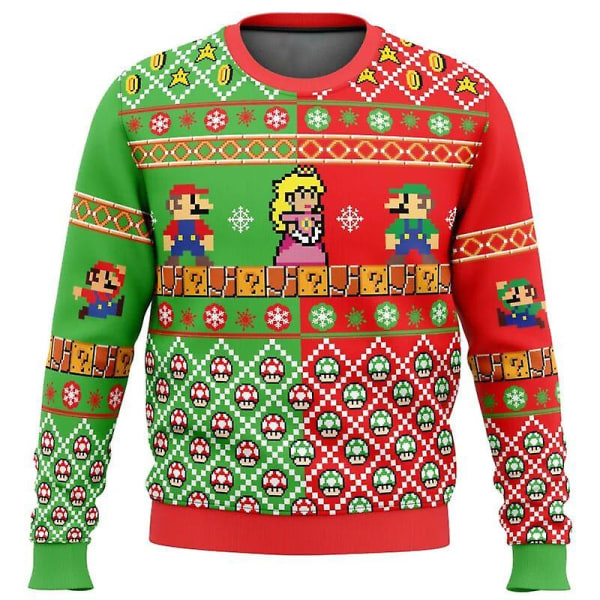 Mario Kart Ugly jultröja present jultomten tröja herr 3d tröja och topp höst och vinter style 2 4XL