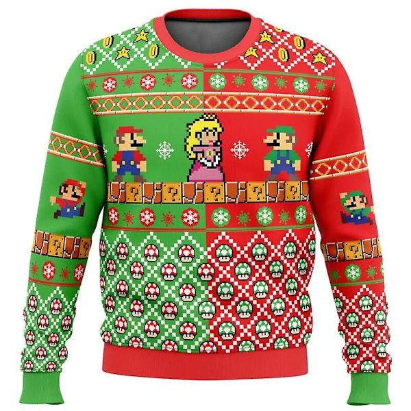 Mario Kart Ugly jultröja present jultomten tröja herr 3d tröja och topp höst och vinter style 2 S