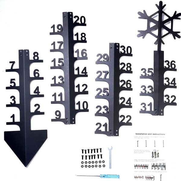 Juldekoration 36 tums snömätare utomhus, järnkonst snömätare, linjal, djupmätare, metallgård regnmätare för utomhusbruk G null none