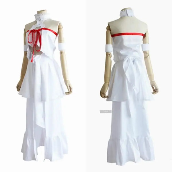 Heta Halloween-kostymer Anime Yuuki Asuna Cosplay SAO Sword Art Online-kostymer Fängelsekjol Kvinnor Full Set Vit Klänning med Peruk L Wig only