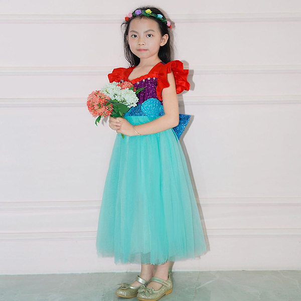 4-8 år Flickor Sjöjungfru Princess Klänningar Cosplay Kostym Festklänning 7-8Years