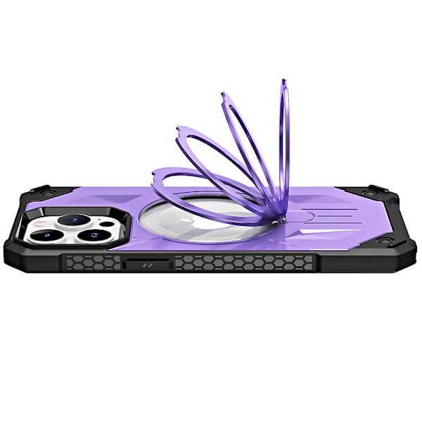 För Iphone 14 Pro Max Kickstand Phone case Stötsäkert Magnetisk Case Anti-fingeravtryck Pc+tpu Cover Purple