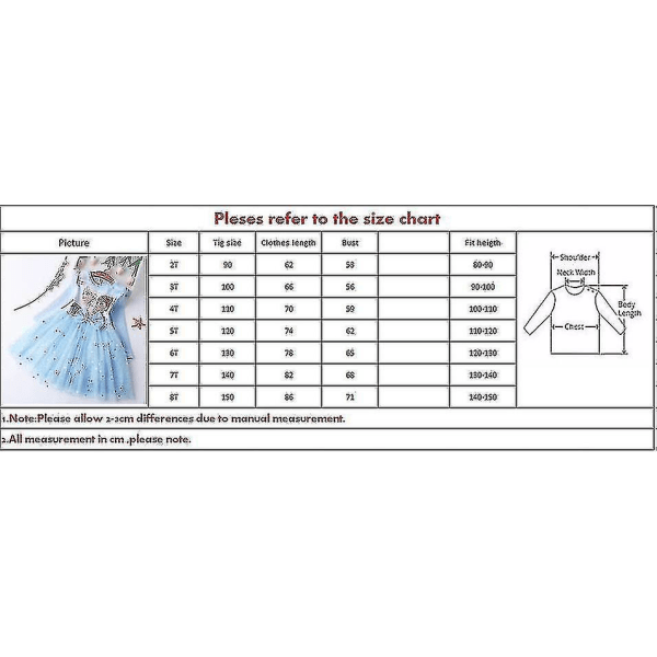 Flickor Prinsessa Elsa Höst Klänningar Långärmad Anna Klänningar Barn Födelsedagsfest Balklänning Blå 5T
