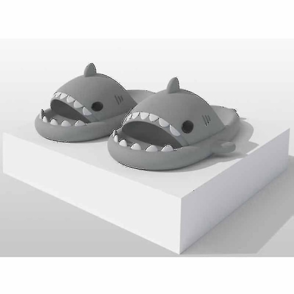 Shark Tofflor Halkfria duschtofflor Badrumstofflor Mjuka sommarsandaler för flickor och pojkar Nyhet grey 42 43