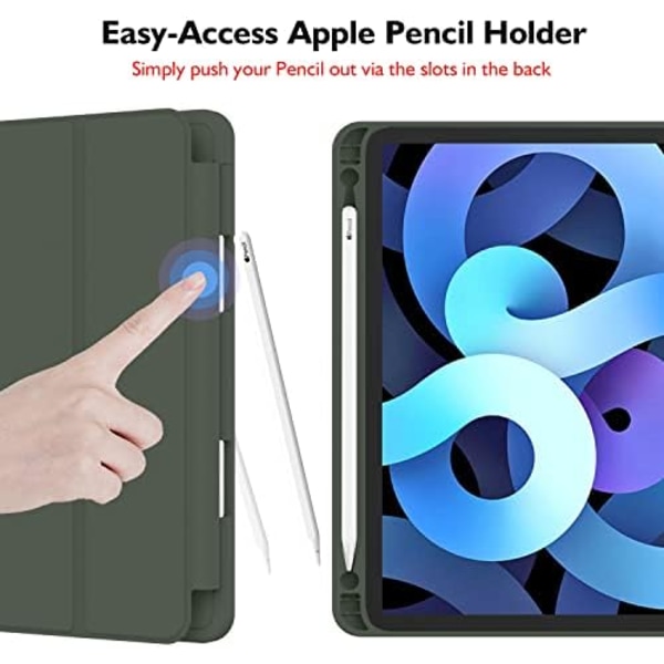 iMieet New iPad Air 5th Generation Case 2022/iPad Air 4th Generation Case 2020 10,9 tum med pennhållare [Support Touch ID och iPad 2nd P Dark Green
