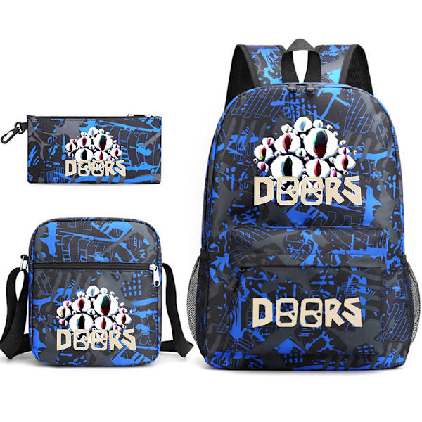 dörrar roblox ryggsäck tre delar set - blå mönster-3