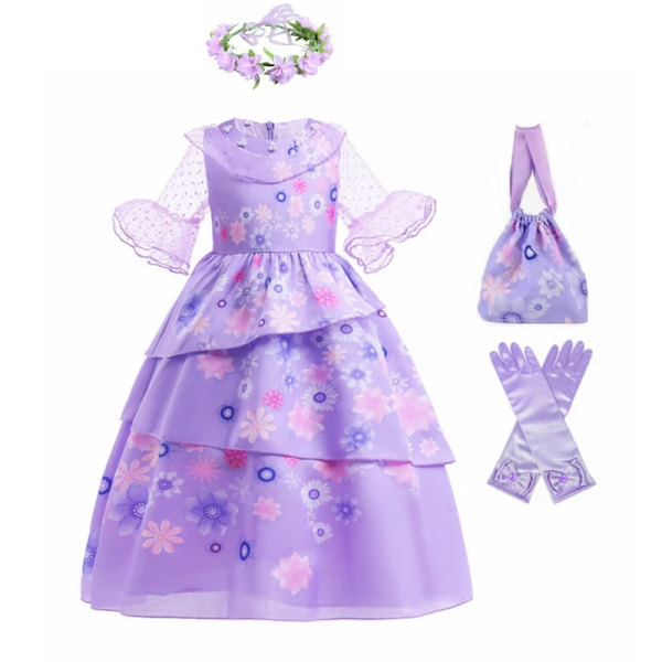 Blomster Encanto Kostym Isabella Charm Klänning Flickprinsessklänning Fantasy Fest Barnkläder 5 2-3T(Size 100)