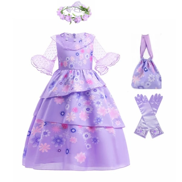 Blomster Encanto Kostym Isabella Charm Klänning Flickprinsessklänning Fantasy Fest Barnkläder 5 4T(Size 110)