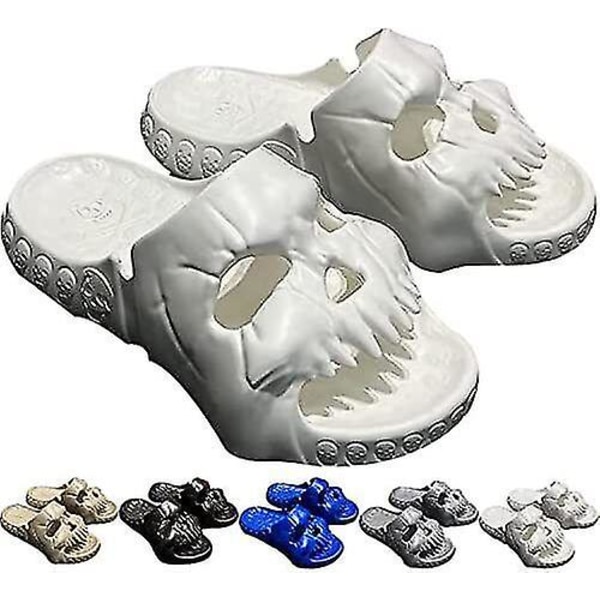 Tofflor Tjockbottna Strandsandaler Par Tofflor Skull Tofflor Enkelband Slides Sommar Light Gray Size 36x37