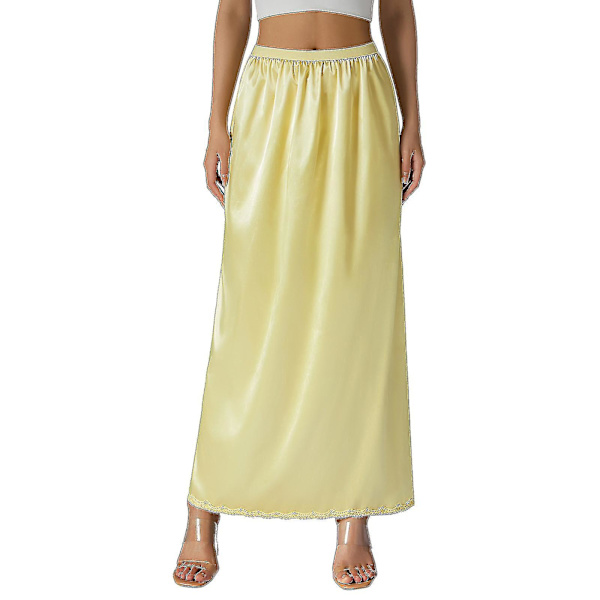 Halv Slip Lace Lång Elastik Midja Underkjol Kvinnor Satäng Halv Slips Bei M