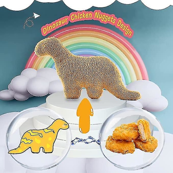 Dino Nugget Kudde, Söt Dino Nugget Decor, Chicken Nugget Kudde Plysch för påsk Födelsedagsdekorationer, Present för barn Stegosaurus