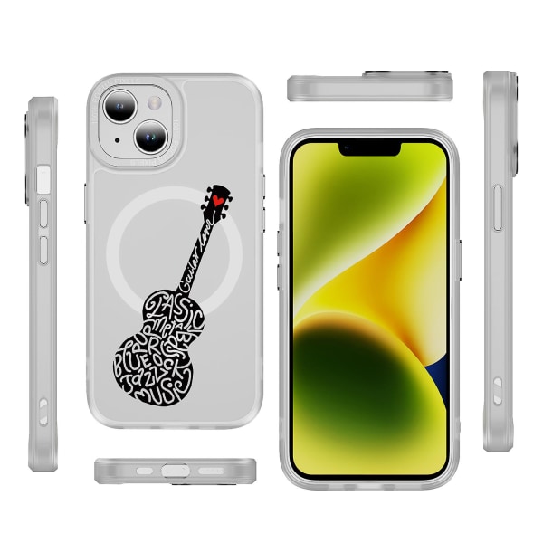 Creative Painted Pattern Frosted Magsafe Magnetic Phone Case Lämplig för Iphone och andra modeller Style C Transparent Black Ypcx0360