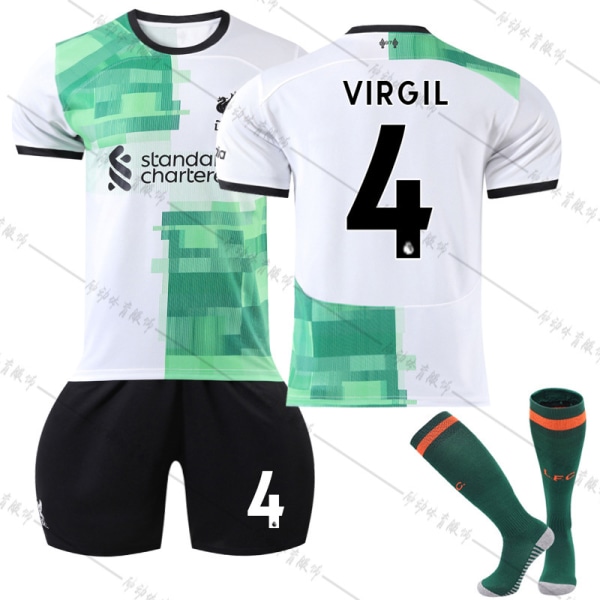23 Liverpool borta fotbollströja NR 4 Virgil tröja set #18