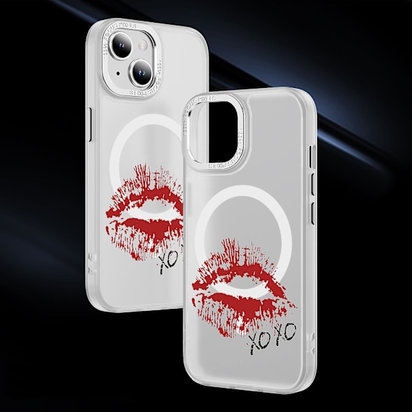 Creative Painted Pattern Matt Magsafe Magnetic Phone Case Lämplig för Iphone 15 Case och andra modeller Style D Transparent Svart Ypcx0246
