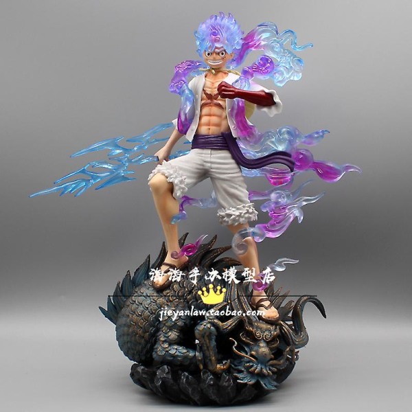 One Piece Luffy Gear 5 Anime Figur Sun God Nika 17cm Pvc Action Staty Staty Samlarobjekt Modell Dockleksaker För Barn Present C with box 34cm B with led