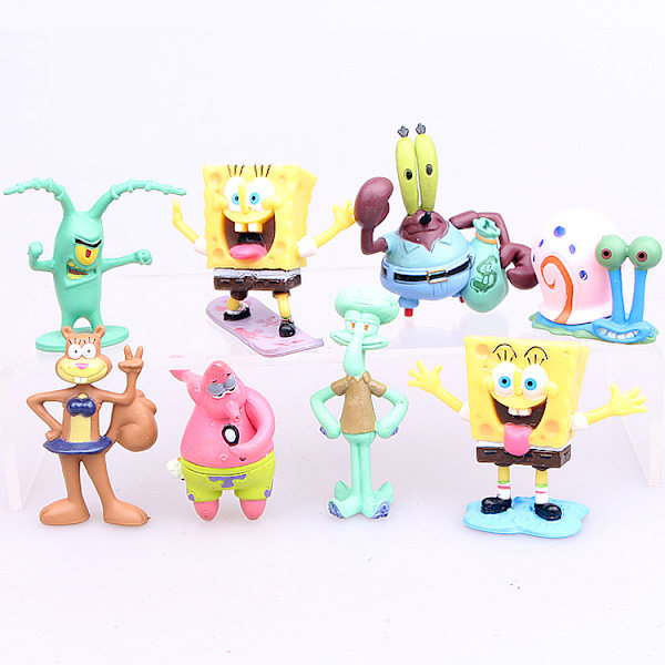 8 Svampbob Fyrkant Ornament Leksaker Handgjorda Ornament