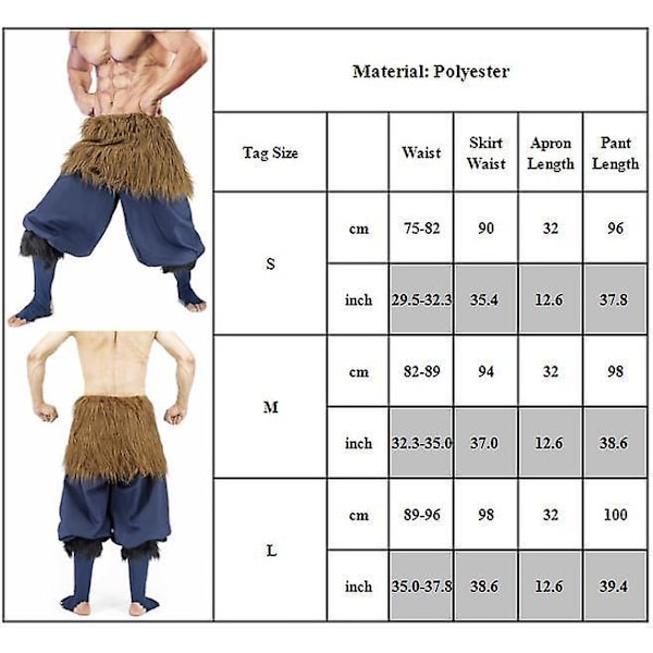 Demon Slayer Anime Cosplay Festdräkt Hashibira Inosuke Män Fancy Dress Byxor Byxor L