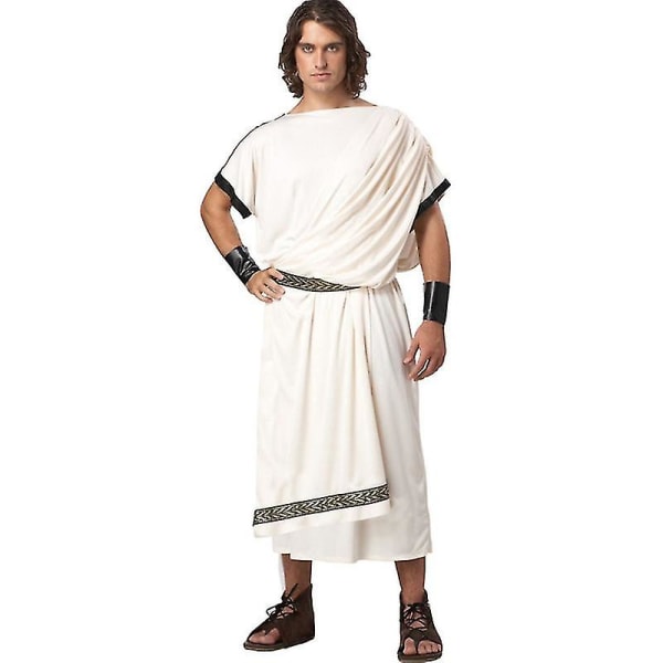Klassisk Toga- set för män Deluxe inklusive tunika, bälte, romerska gudens sommarfestklänning Deluxe klassisk Toga-kostym för kvinnor men L