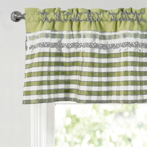 Köksgardiner Dekor Fönstergardin Lyx Cafe Valance Topper Draperier Yellow Green 74cmx90cm