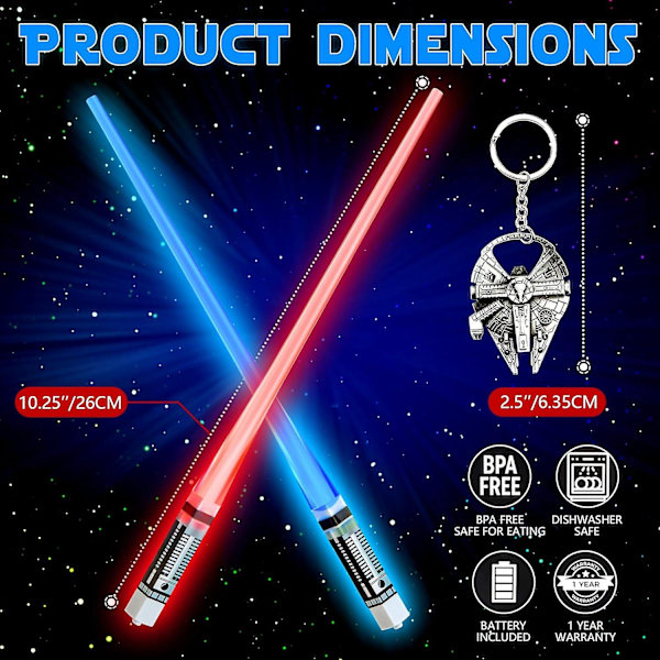 Ljussabel Ätpinnar Light Up Glödande Chop Sticks För Star Wars Set Temafest Kul [2 par rött och blått set] med flasköppnare och