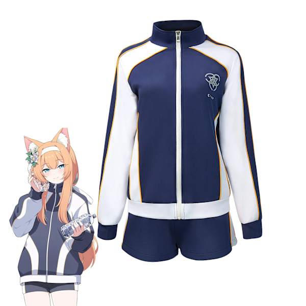 Game Blue Archive Iochi Mari Cosplay Kostym Halloween Rollspel Kvinnor Flickor Skola Gym Uniform Full Suit Blå Rock Skjorta Kort L Costume Wig