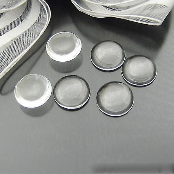 50st/lot 12mm Rund Flat Back Klart Glas Cabochon High Clear none