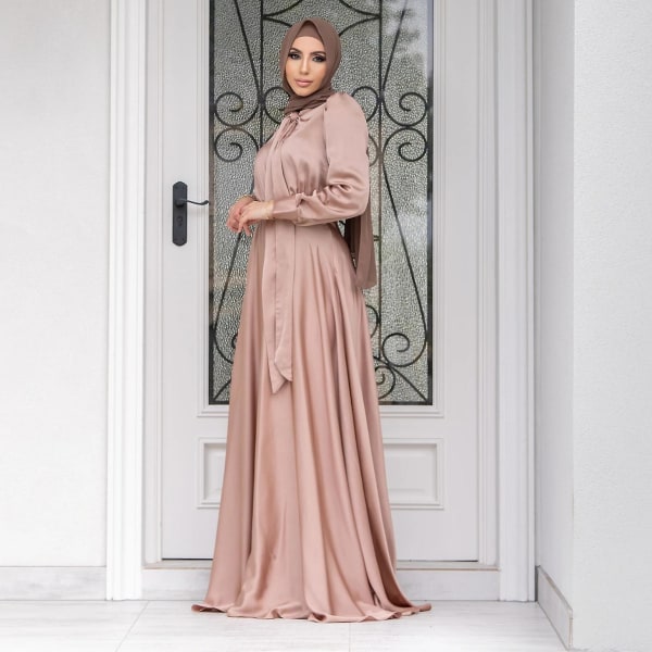Abaya Kvinnor Kläder Big Hem Satin Lyx Silke Robes För Damer Traditionella Festival Kläder Islamiska Kläder bara abaya1 M