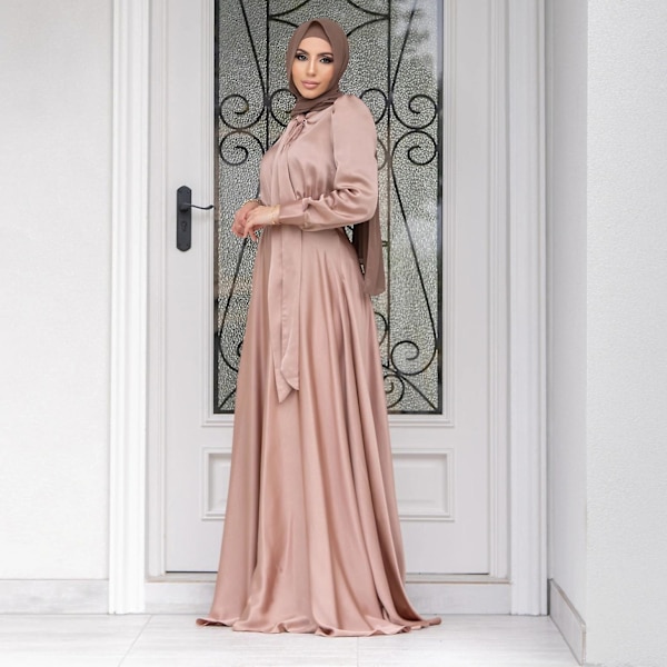 Abaya Kvinnor Kläder Big Hem Satin Lyx Silke Robes För Damer Traditionella Festival Kläder Islamiska Kläder Endast abaya2 XXL