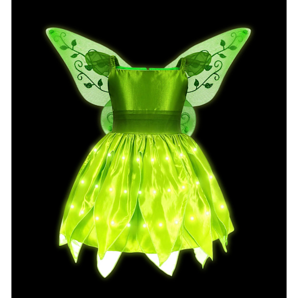 Elsa Anna LED-ljus prinsessklänning flickor älva Rapunzel barn födelsedagsfest kläder Halloween cosplay Frozen Askungen kostym Elf Dress C 7-8T (140)