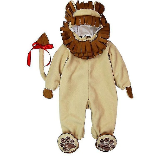 Småbarn Dinosaurie Dräkt Barn Söt Hooded Onesie Animal Cosplay Kostym Lion 95CM
