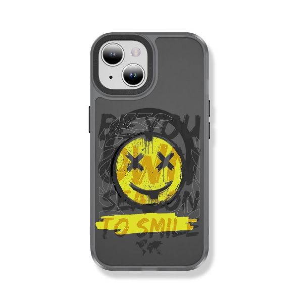 Creative Painted Pattern Frosted Magsafe Magnetic Phone Case Lämplig för Iphone och andra modeller Style B Transparent Svart Ypcx0179
