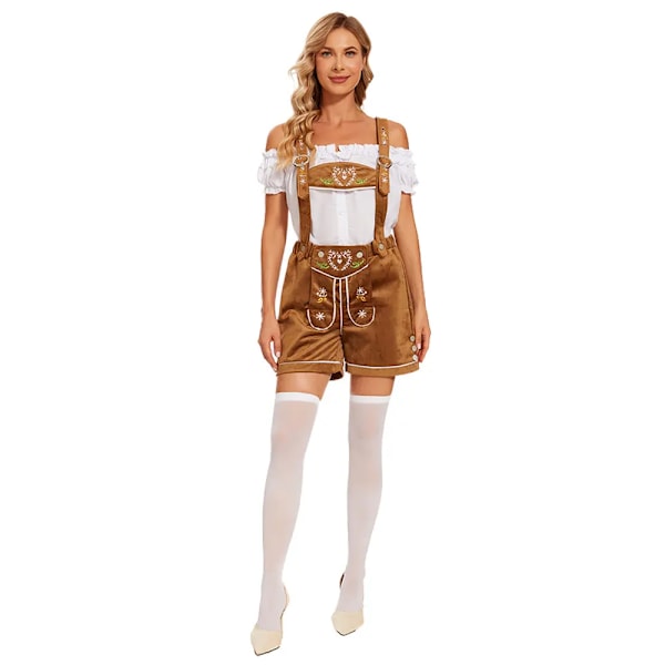 Manlig kvinna Oktoberfest kostym traditionell par tysk bayersk öl outfit cosplay Oktoberfest festival festkläder XXL Women 2Pcs