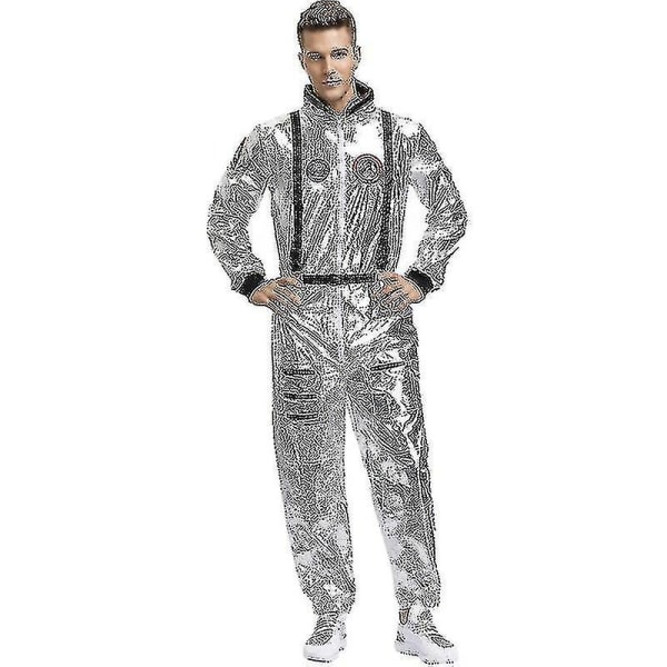 Par Astronaut Jumpsuit Uniform Karneval Halloween Cosplay Fest Rymdkostym Rollspel Fancy Dress Up Men XL