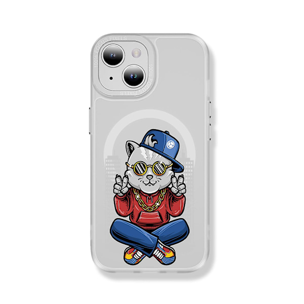 Creative Painted Pattern Matt Magsafe Magnetic Phone Case Lämplig för Iphone och andra modeller Style H Transparent Black Ypcx0118