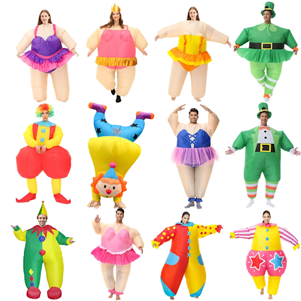 Vuxen Clown Uppblåsbar Dräkt Rolig Balett Uppblåsbar Dräkter för Halloween Purim Fancy Ballerina Cosplay Dräkter för Man Kvinna Fit for 150-195cm 1114 Crown Ballet