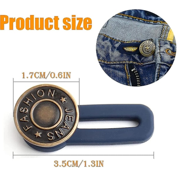 Knappförlängare för byxor, 12st midjeförlängare för damer, Jean Button Extender Midjebandsförlängare Infällbar knapp Copper Versatile Letters-8 12pcs-double