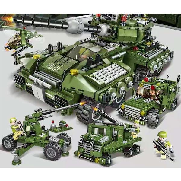 Militära serien land leopard tank 4 figurer byggblock