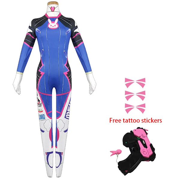 Dva Cosplay Kostym Bodysuit Zenti Spel Kvinnor Sexig Vuxen Jumpsuits Dva Peruk Leksakspistol Hörlurar Halloween Festkläder Kläder 155 style C