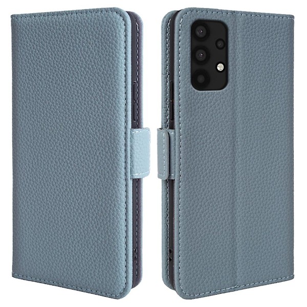 För Samsung Galaxy A33 5g äkta kohudsläder cover Fullt skydd Telefon Flip Case Baby Blue