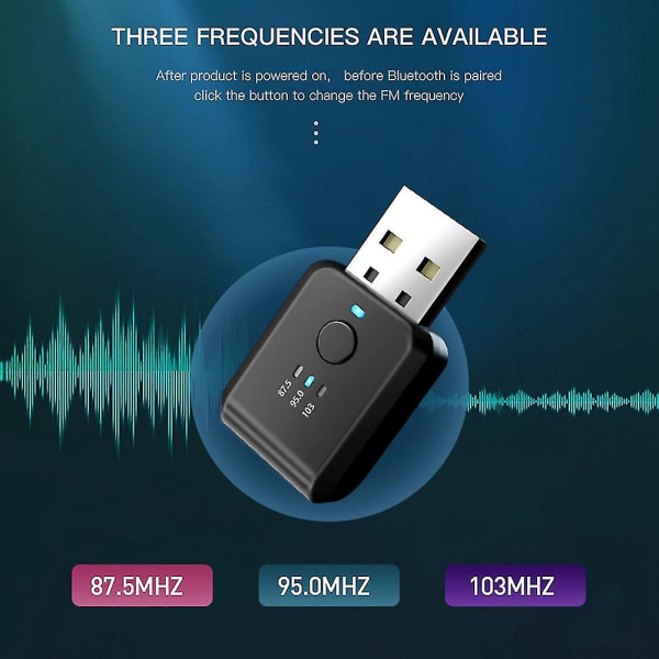 Fm-sändare Car Wireless Bluetooth 5.0 Radio Car Kit Handsfree Audio Adapter Ingen fördröjning Inget brus A null none