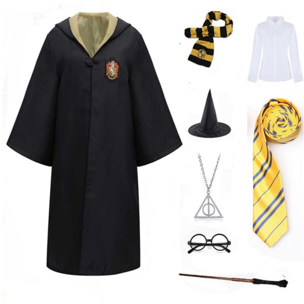 Harry Potter Magic Robe Hufflepuff 8-delad set (halsband) Barn 125