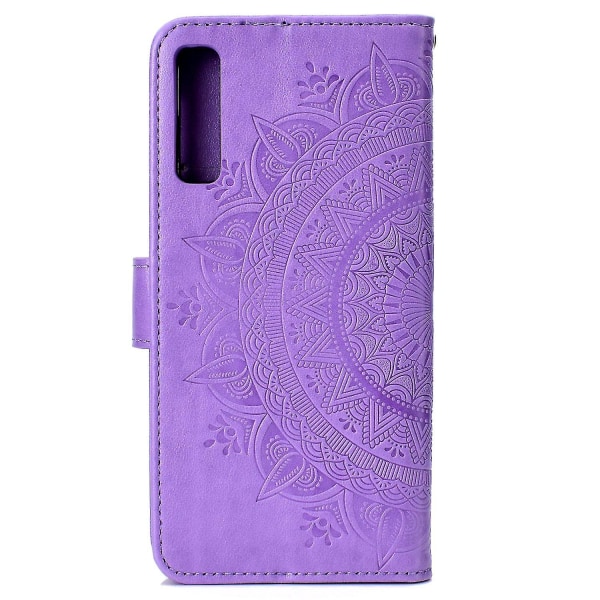 Plånbok med tryckt mandalamönster med flip-back- case för Samsung Galaxy A7/a750-lila Purple