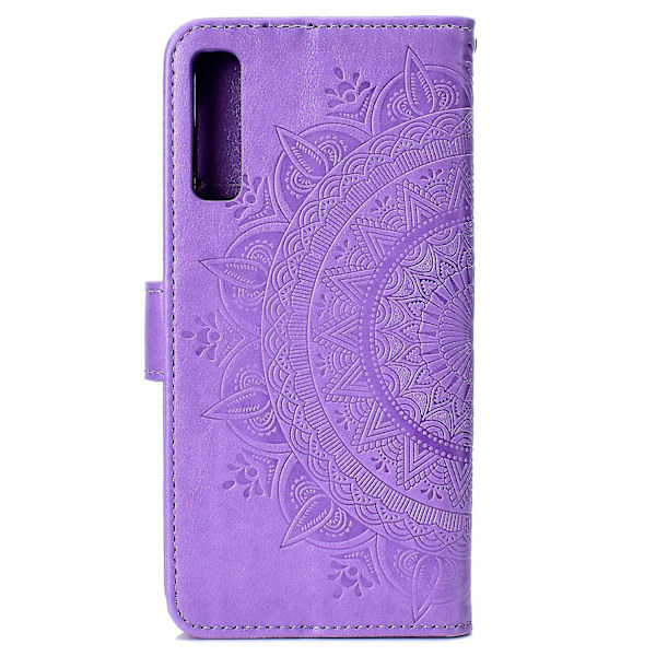 Plånbok med tryckt mandalamönster med flip-back- case för Samsung Galaxy A7/a750-lila Purple