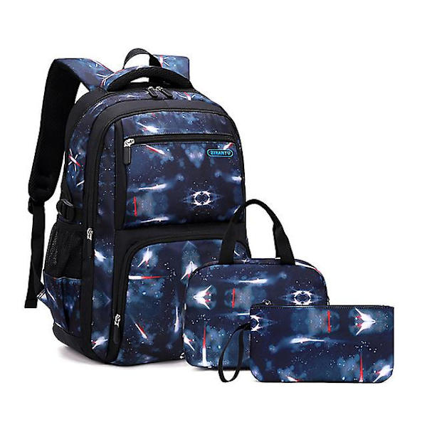 Pojkar Ryggsäckar 3 Delar Set Skolväskor Stor storlek Väska För tonåringar Barn Ryggsäck Big Boy Ryggsäck Mellanstadieelever 3pcs dark blue
