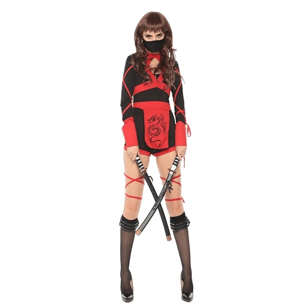 Kvinnor Sexig Ninja Kostym Anime Drake Samurai Ninja Cosplay Overall Uniform Sexig Kostym Kvinnlig Vuxen Halloween Kostym XXL Red