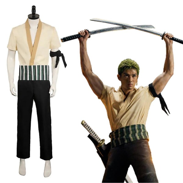 Zoro Cosplay Kostym Anime Liveaction Drama Roronoa Zoro Cosplay Uniform Halloween-kostym för män Pojkar costume S