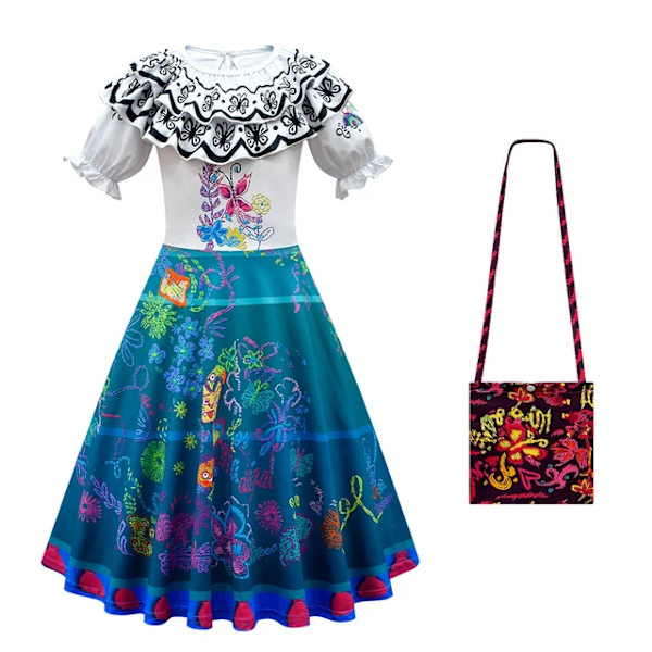 Blomster Encanto Kostym Isabella Charm Klänning Flickprinsessklänning Fantasy Fest Barnkläder 16 6T(Size 130)