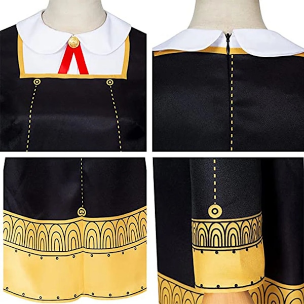 Anime SPY X FAMILY Anya Forger Svart Klänning Uniform Cosplay Vuxna Barn Kostym 120 A1 Costume Wig